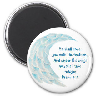 Schrift Psalm 91:4 Zuflucht unter Seinem Flügel Ve Magnet