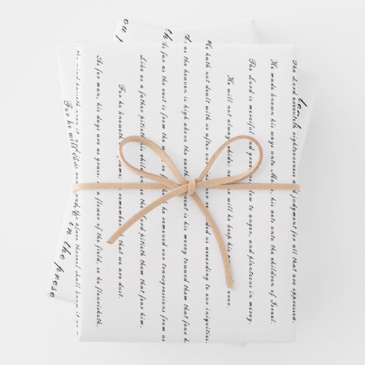 Schrift Psalms Schwarz und Weiß Trendy Chic Geschenkpapier Set (Beispiel)