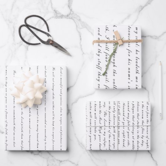 Schrift Psalms Schwarz und Weiß Trendy Chic Geschenkpapier Set (Vorderseite)