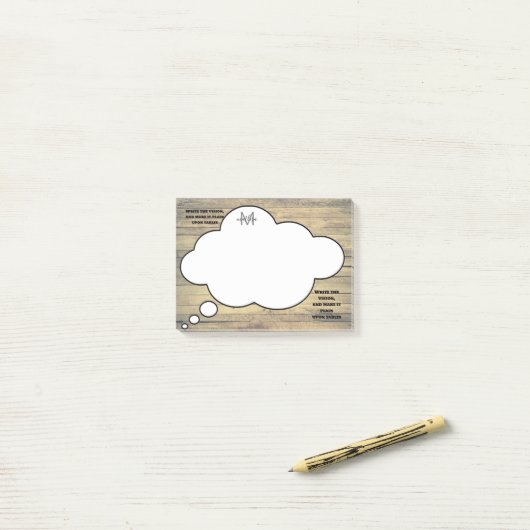Schrift Rustikale Sprechblase Monogramm Post-it Klebezettel (Auf Schreibtisch)