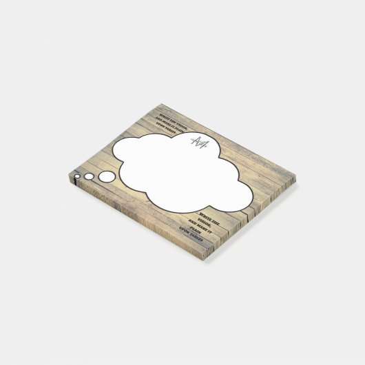 Schrift Rustikale Sprechblase Monogramm Post-it Klebezettel (angewinkelt)