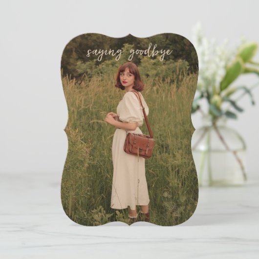 Schrift Save the Date Beerdigung Einladung (Stehend Vorderseite)