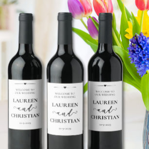 Schrift Schwarz Weiß Hochzeit Wein Etikett