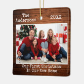 Schrift Text Wood First Christmas Neue Zuhause Keramikornament (Links)