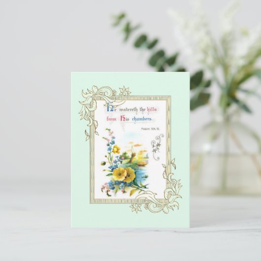 Schrift und Blume Postkarte (Stehend Vorderseite)