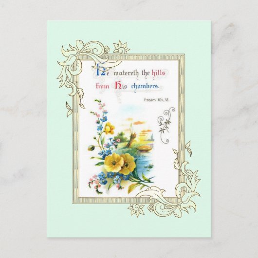Schrift und Blumen Postkarte (Vorderseite)
