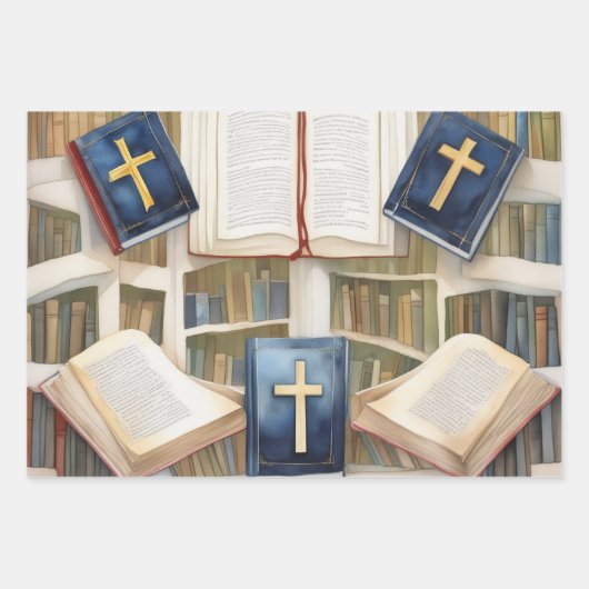 Schrift und Kreuzharmonie Geschenkpapier Set (Vorderseite)