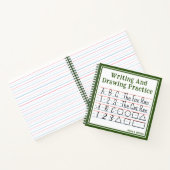 Schrift und Zeichn am grünen Platz Notizblock (Innenseite)