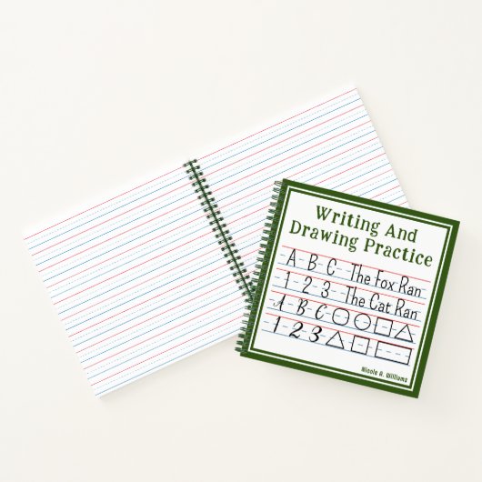 Schrift und Zeichn am grünen Platz Notizblock (Innenseite)