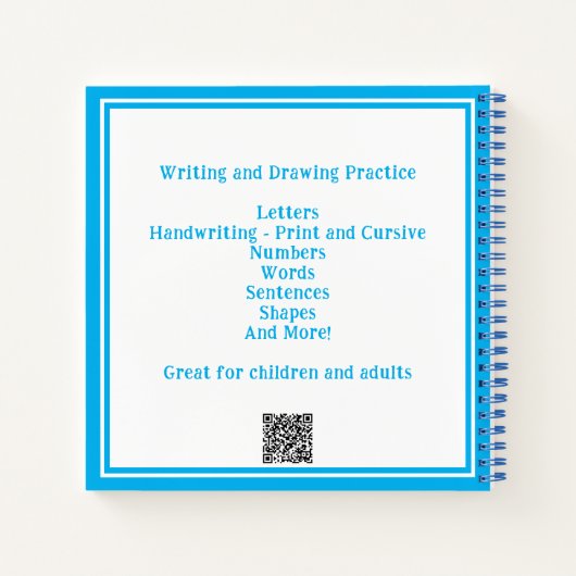 Schrift und Zeichn üben blau Notizblock (Rückseite)