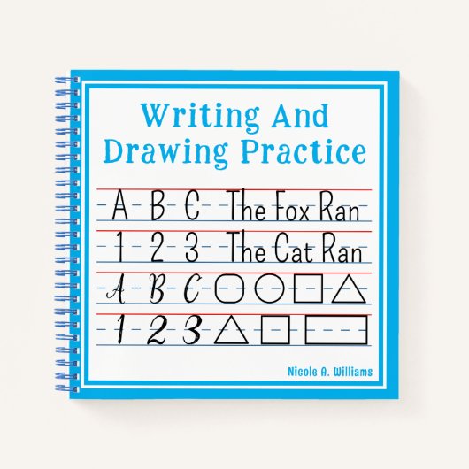 Schrift und Zeichn üben blau Notizblock (Vorderseite)