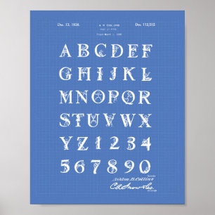 Schriftart 1938 Patent Art Blueprint Poster