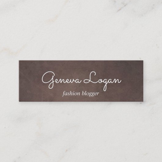 Schriftart | Braune Textur Hintergrund Mini Visitenkarte (Vorderseite)