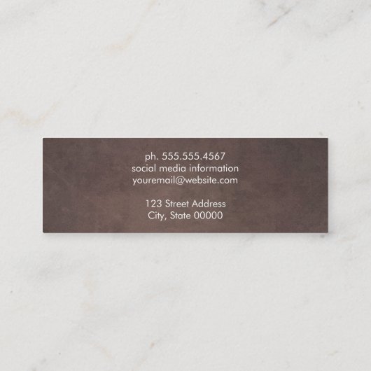 Schriftart | Braune Textur Hintergrund Mini Visitenkarte (Rückseite)