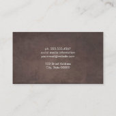Schriftart | Braune Textur Hintergrund Visitenkarte (Rückseite)