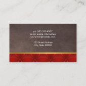 Schriftart | Braune Textur rot Upholstered Visitenkarte (Rückseite)