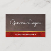 Schriftart | Braune Textur rot Upholstered Visitenkarte (Vorderseite)