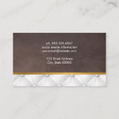 Schriftart | Braune Textur Weiß gepolstert Visitenkarte (Rückseite)