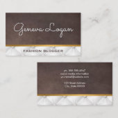 Schriftart | Braune Textur Weiß gepolstert Visitenkarte (Vorne/Hinten)