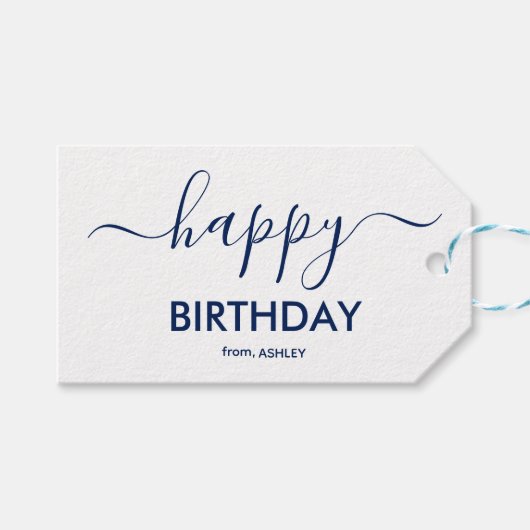 Schriftart Casual Happy Birthday Geschenkanhänger (Vorderseite (Horizontal))