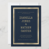 Schriftart der Navy-Goldschrift Einladung (Vorderseite)