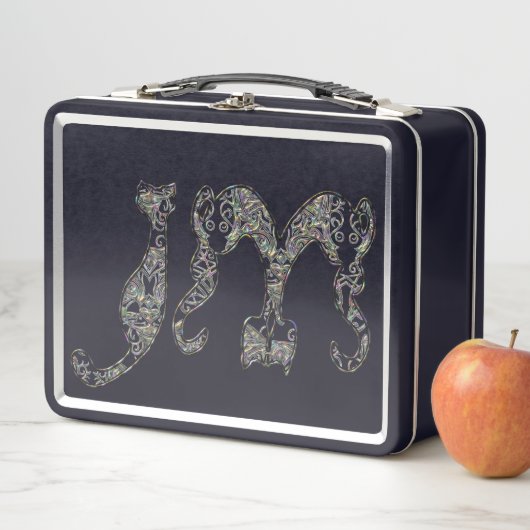 Schriftart für benutzerdefinierte Katzen Monogramm Metall Brotdose (Beispiel)