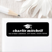 Schriftart-Graduierungskappe schwarze Rücksendeadr (Insitu)