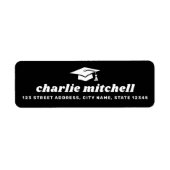 Schriftart-Graduierungskappe schwarze Rücksendeadr (Vorne)