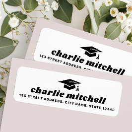 Schriftart-Graduierungskappe weiß Rücksendeadresse