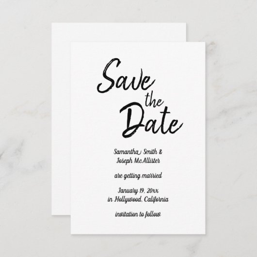 Schriftart im Handschriftenstil Schwarzweiß und We Einladung (Vorne/Hinten)