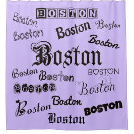 Schriftart in Boston auf Lavender Duschvorhang
