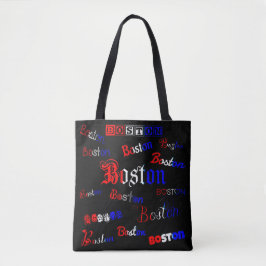 Schriftart in Rot, Weiß und Blau in Boston Tasche