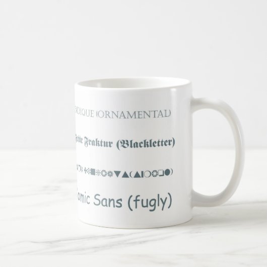 Schriftart klassifiziert Tasse (Rechts)