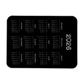 Schriftart-Minimalisten 2025 Schwarzer Kalender Magnet (Horizontal)