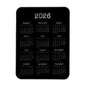 Schriftart-Minimalisten 2025 Schwarzer Kalender Magnet (Vertikal)