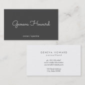Schriftart | Minimalistisch Grau Visitenkarte (Vorne/Hinten)