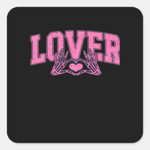 Schriftart mit Skeletthandschuhen klassisch Quadratischer Aufkleber