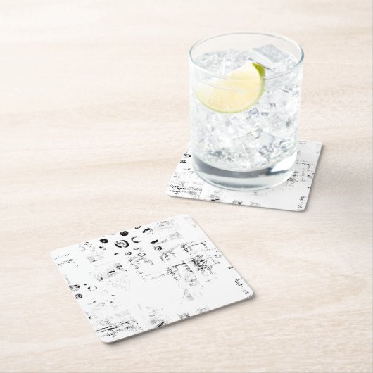 Schriftart, Musik, einfarbig, Kreis, Muster, Monoc Rechteckiger Pappuntersetzer (Vor Ort)