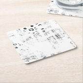 Schriftart, Musik, einfarbig, Kreis, Muster, Monoc Rechteckiger Pappuntersetzer (angewinkelt)