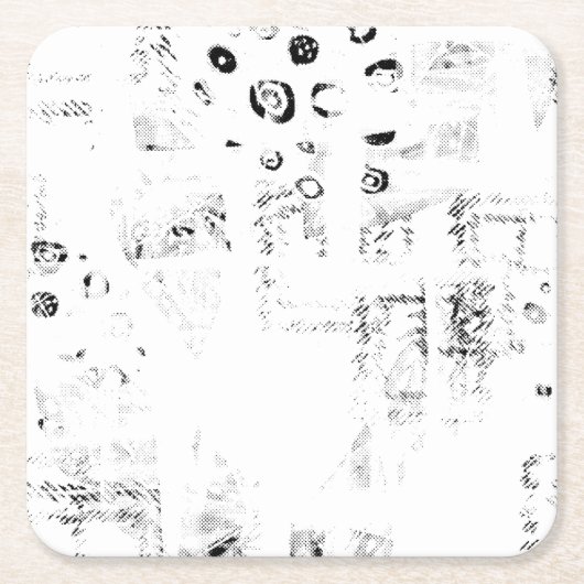 Schriftart, Musik, einfarbig, Kreis, Muster, Monoc Rechteckiger Pappuntersetzer (Vorderseite)