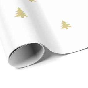 Schriftart-Muster aus Gold und Weiß-Weihnachtsbau Geschenkpapier
