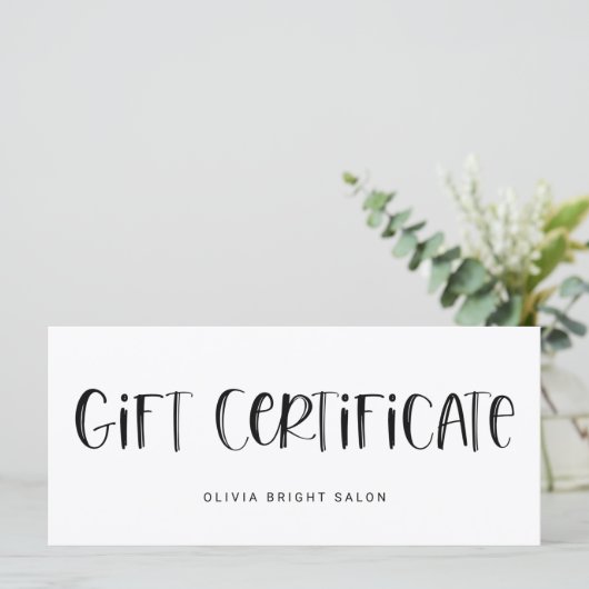 Schriftart Schwarz-weiß | Geschenkgutschein (Stehend Vorderseite)