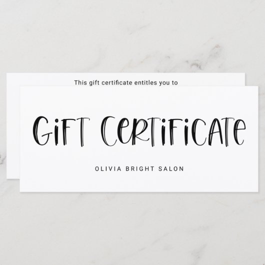 Schriftart Schwarz-weiß | Geschenkgutschein (Vorne/Hinten)