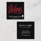 Schriftart und Weinglas Quadratische Visitenkarte (Vorne/Hinten)