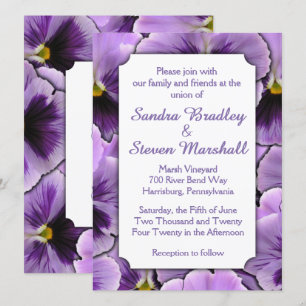 Schriftart versteckt Lila Pansy Hochzeit Einladung