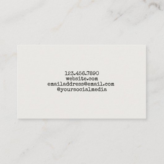 Schriftart Vintager Typ Visitenkarte (Rückseite)