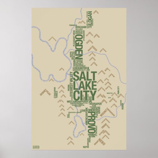 Schriftbild der Wasatch Front (Utah) Poster (Vorne)