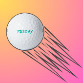 Schriftbild "Freitag" in Türkis Golfball