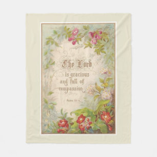 Schriftblumen Grün Vintage Antik Fleecedecke