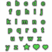 Schriftbuchstaben Alphabet mit grünem schwarzem Un Aufkleber (Vorderseite)